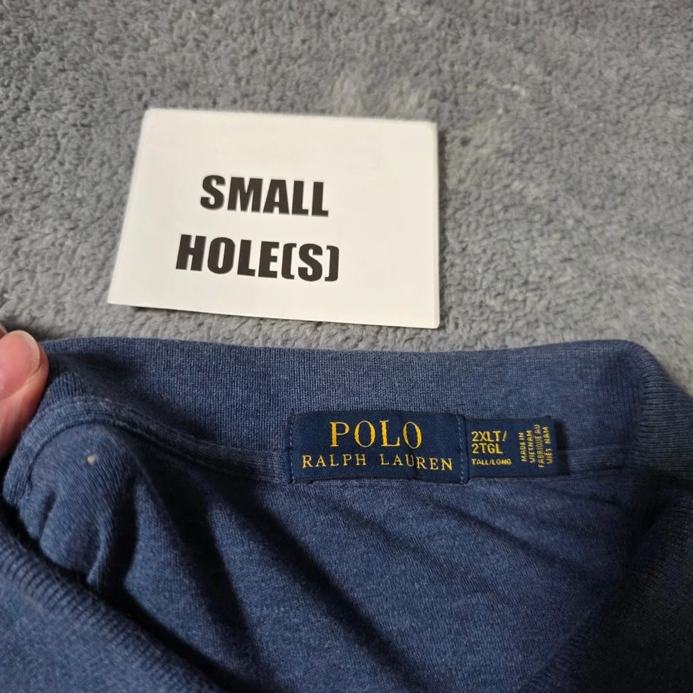 Polo Ralph Lauren Mens XXL 2XLT Long Sleeve Polo Shirt Lot Blue Red Striped Pima